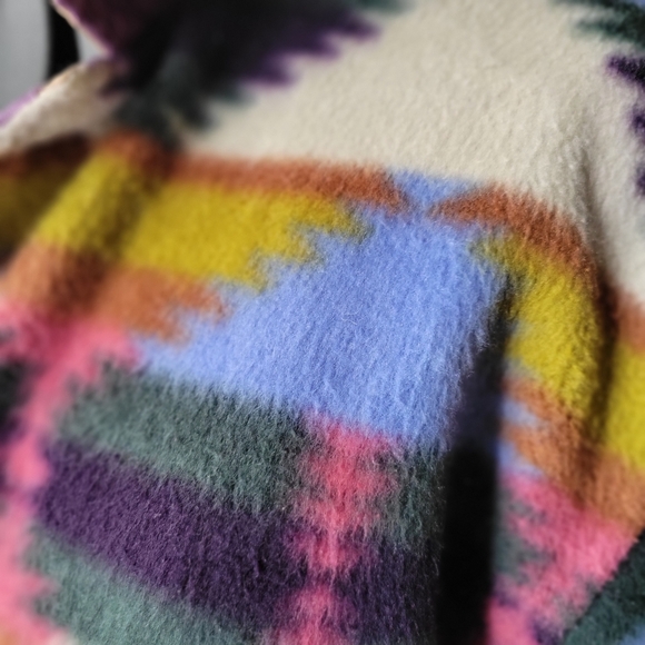 Current Seen Women Utility Jacket Purple Cord Collar and Aztec Print Reversible - Picture 4 of 13